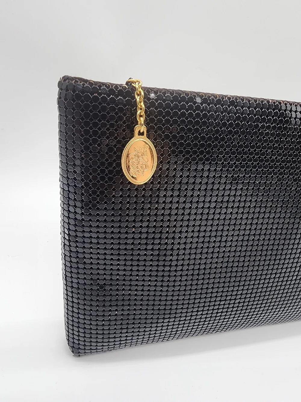 Whiting & Davis Vintage Y2K Mesh Metal Black Clutch Shoulder Bag USA